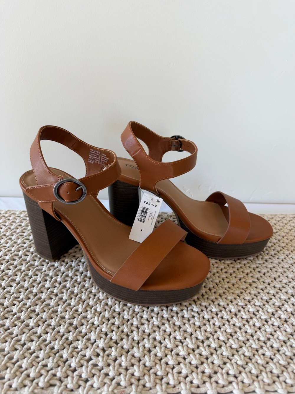 torrid Tan Platform Block Heel Sandals with Ankle Strap